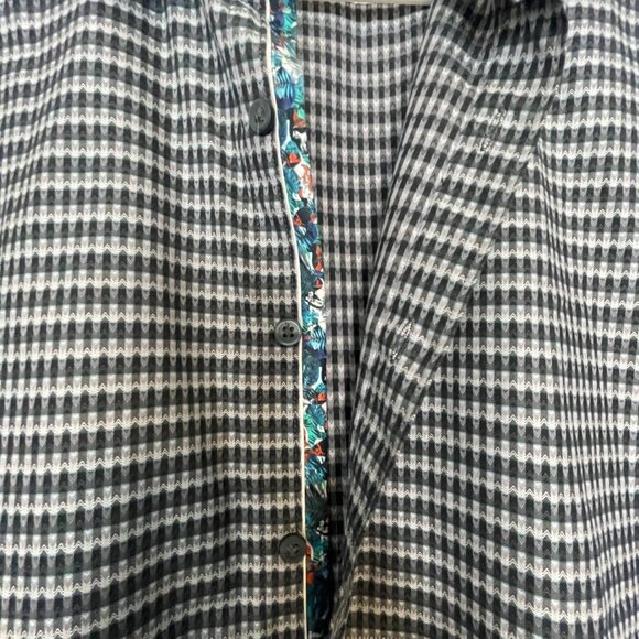 Robert Graham Mens Houndstooth Dress Shirt With Floral Trim Size M - Picture 6 of 16